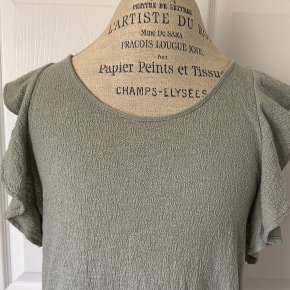 Sage Green Ruffle Sleeve Top - Picture 2 of 4